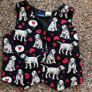 Vintage 90s Black and Red Dalmatian Print Kids Vest